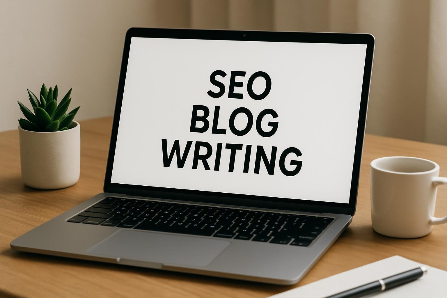 Hero image representing SEO blog writing services by Leonie Mitchell, including original content, keyword research, and structured articles to improve search rankings and attract readers.